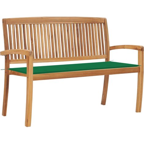 Hommoo Banco de jardin apilable y cojin madera maciza de teca 128,5 cm (1/5)