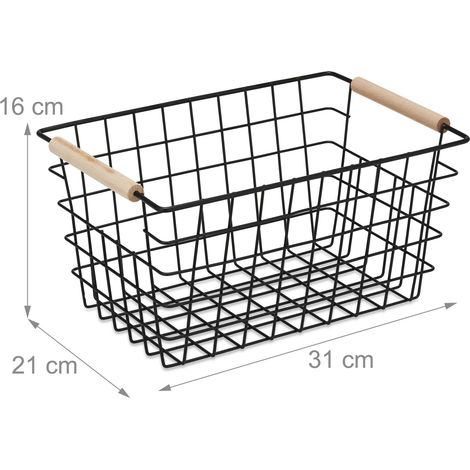 Set di 2 cestini portaoggetti rettangolari design elegante bagno 16 x 31 x 21 cm in metallo nero 130015902