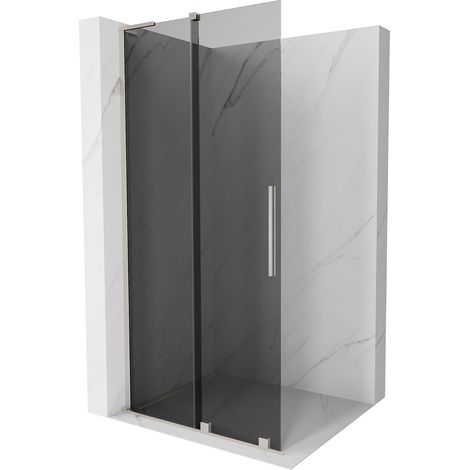 Mexen Velar L Duschwand Schiebetür Walk-in 100 x 200 cm, graphit 8 mm, gebürsteter Nickel - 871-100-003-43-97 (1/5)