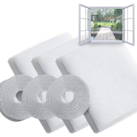 Insect Stop Lot de 3 moustiquaires pour fenêtre 1,3 x 1,5 m Sans perçage Bande autocollante pour protéger la famille contre les insectes (1/5)