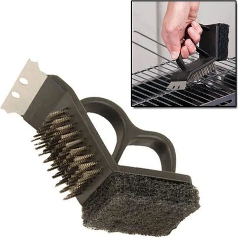 Cepillo de limpieza para barbacoa generic 3in1 raspador cerdas duraderas