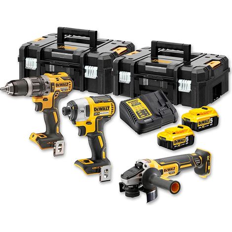 Dewalt kit herramientas 18V XR DCD796 + DCF887 + DCG405 + 2 x 5ah baterías + cargador