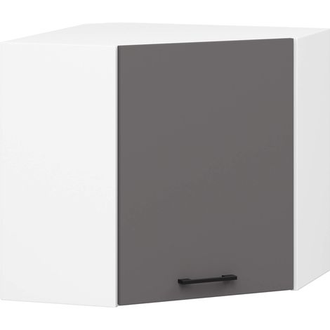 Hängeschrank für die Ecke Küche AKORD OLIWIA modular W60 Weiß 60 cm Tür 2 Ebenen Front Graphitgrau B60 x H58 x T30 cm (1/5)