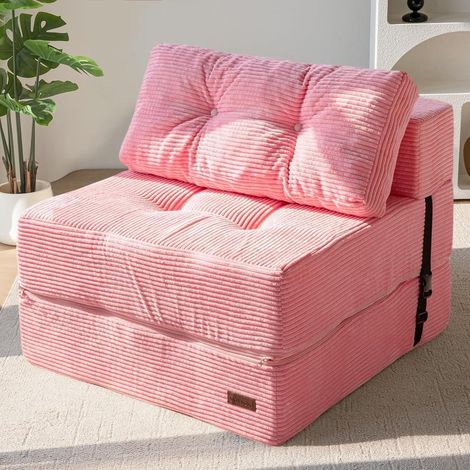 Klappsofa mit Schlaffunktion, 4-in-1 Schlafsofa, Bodenliege, Rosa (1/5)