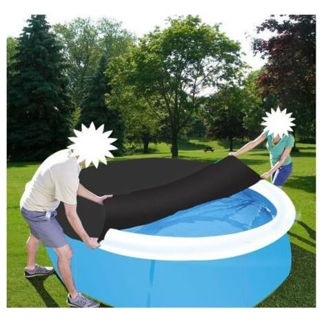 Ahlsen Bache Piscine Ronde pour Piscine Ronde 305 cm, Couverture de Piscine, Matériau Amélioré, Plus épais et Durable, Résistant à la Poussière et aux Feuilles, Facile à Installer, noir (305cm) (1/5)