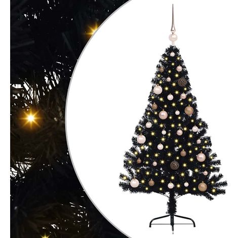 Sapin de Noël,Arbre de Noël artificiel pré-éclairé Noir 150 cm PVC CFW40865 (1/5)