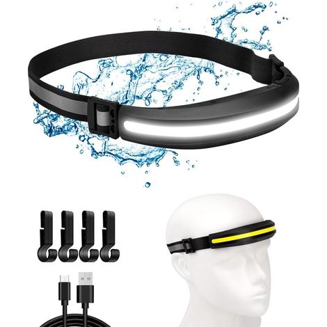 Linterna frontal recargable Nalezuns, linterna frontal LED ultra potente, resistente al agua IPX4, superligera, linterna frontal recargable de gran angular de 230° para acampar, correr y emergencias. (1/5)