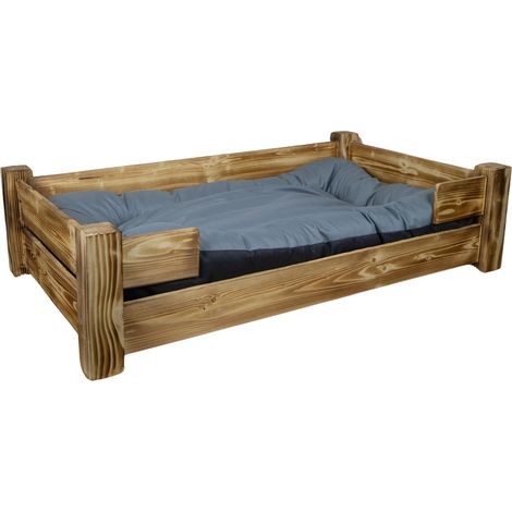 Hundebett Winston XXL in geflammt mit Füßen optional mit Kissen 100x60x25cm Grau (1/4)