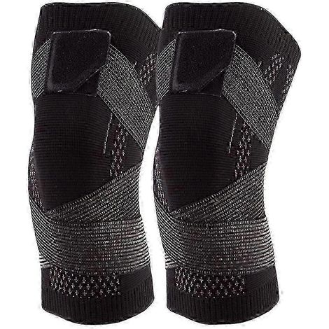 Genouillère de sport élastique et respirante en nylon pour le fitness et la course à pied (Noir XL) (1/4)