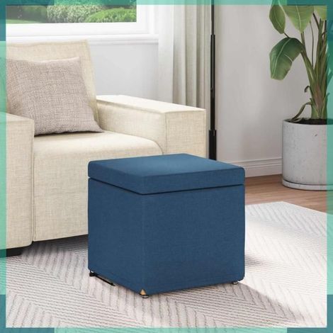 876748 Tabouret Bleu 41 x 41 x 40 cm Tissu et bois stratifié (1/5)