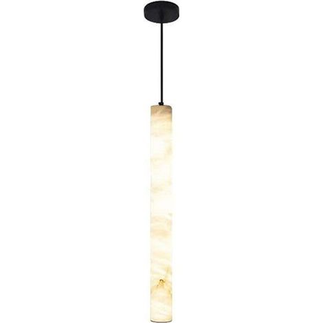 Suspension en marbre naturel 40cm, noire – LED lumière chaude, style chandelier moderne (1/5)