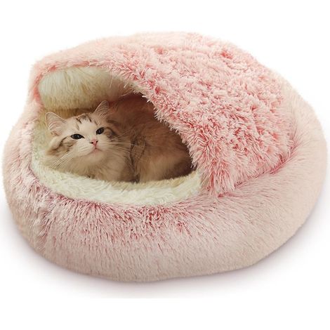 Sac De Couchage Pour Animaux - Lit Rond Chaud Hiver - Pour Chiens Et Chats - 50 X 50 Cm - Polyester Et Coton Blanc - 1 Pièce (1/2)
