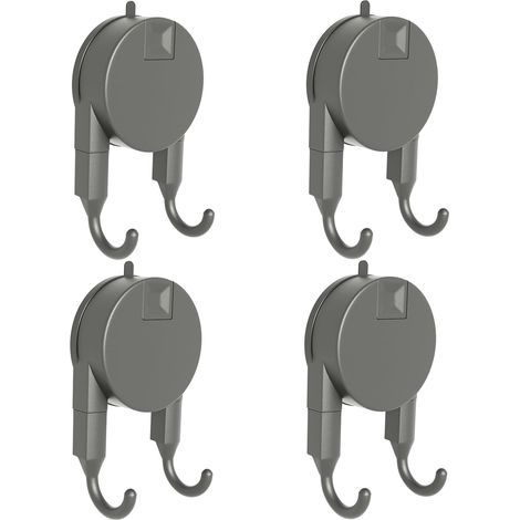 Ganci a ventosa resistenti per docce, bagni e cucine, impermeabili, confezione da 4 pezzi, grigi (1/5)