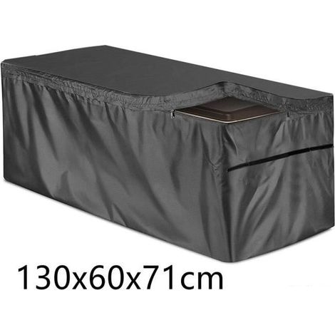 Housse de mobilier d\'extérieur, housse de protection pour armoire de rangement pour coffre de terrasse 210D, 130x60x71cm, noir. (1/4)