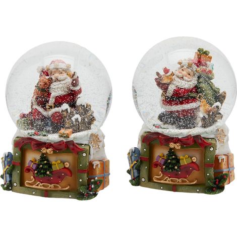 Sfera di cristallo natalizia con Babbo Natale decorazione per interno ad acqua da 10 cm -Uccellino (1/3)
