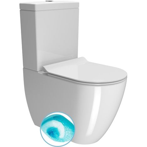 PURA WC monobloc, chasse d'eau tourbillonnante, siphon en S/siphon en P, blanc ExtraGlaze (1/3)