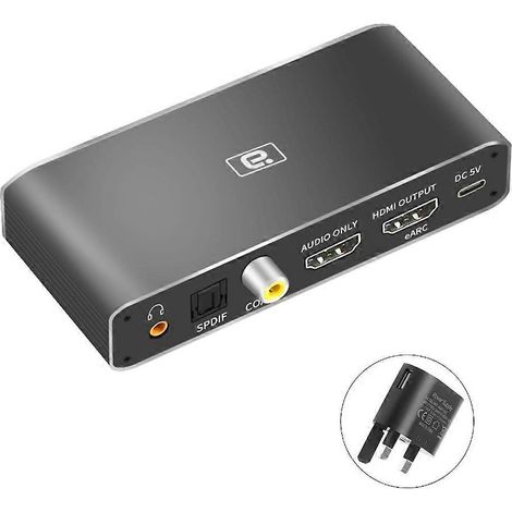 Extracteur audio compatible HDMI HD375 eARC ARC-AUX DAC coaxial Répartiteur audio - Royaume-Uni (1/4)