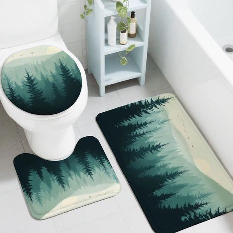 Ensemble Tapis de Bain 3 Pièces, Forêt Brumeuse (1/5)