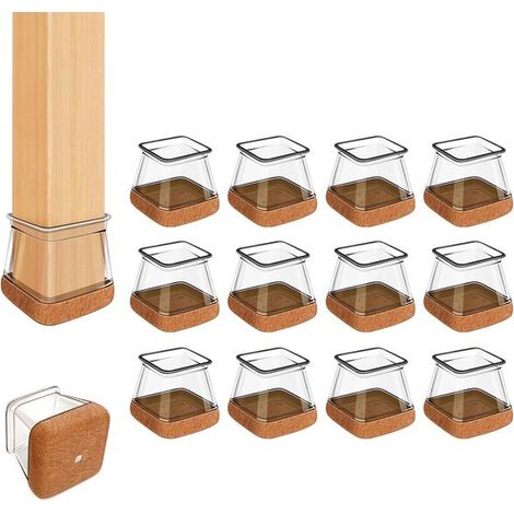 Protectores patas sillas 12), Protectores silicona patas Protectores cuadrados silicona patas fieltro resistente arañazos, patas 20-26 mm, Marrón (1/5)
