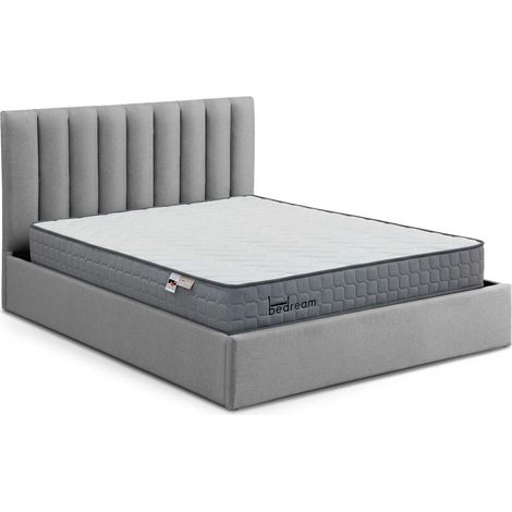 Pack Lit-coffre Songe + Matelas Bedream 160x200cm Tissu Gris