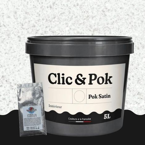 Peinture Effet Pailleté pour Murs & Plafonds - POK PAILLETTE - 5L - Blanc Grisé (1/4)