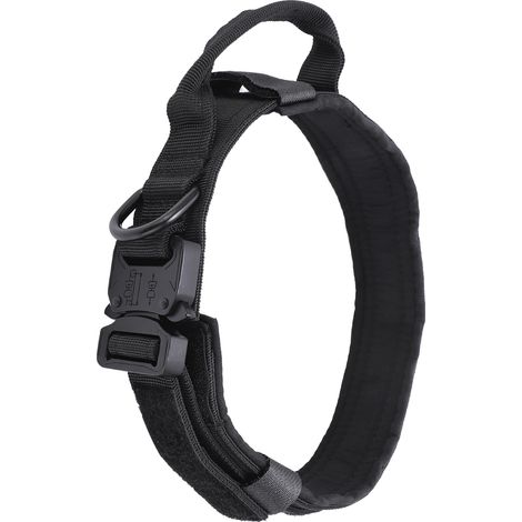 Collier pour Petit Chien en Coton Résistant, Boucle en Métal et Taille Réglable - Noir (1/5)