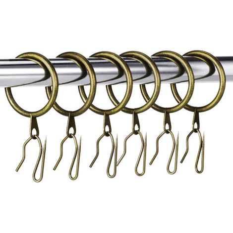 50 Stück Metall-Vorhangringe, Vorhangaufhängerringe und 50 Stück Metall-Vorhanghaken, Innendurchmesser 30 mm (Bronze) FLITI (1/4)