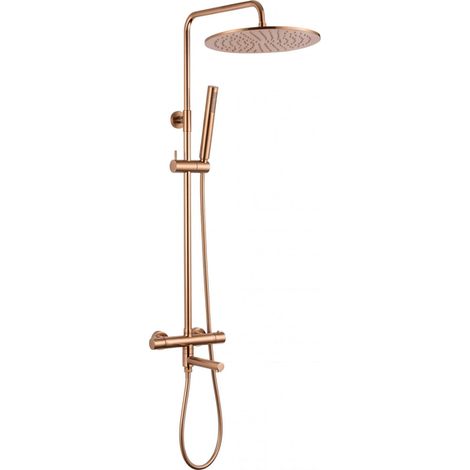 FugaFlow Eccelente Sobrado Ensemble de douche pluie - thermostatique - douche de tête 25 cm - flexible lisse - douchette bâton - bec de baignoire (1/5)