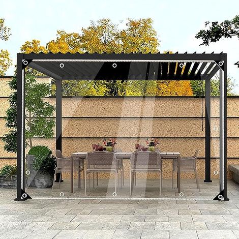 Transparent Tarpaulin with Eyelets, Waterproof Outdoor Tarpaulin, Weather and Tear Resistant Tarpaulin for Garden Furniture (6.6 x 16.4 ft/2 x 5 m) (1/5)
