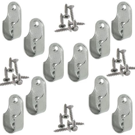 Rail Suspension Meuble Ovale OVA 10 Pièces - Support de tube d'armoire penderie pour barre ovale Acier Nickelé Tringle Cintre Fixation Support de barre de penderie en métal (1/4)