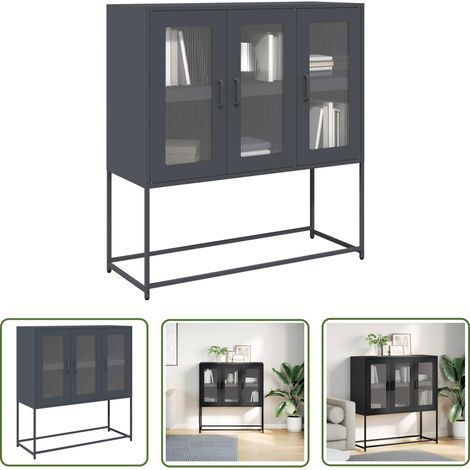 vidaXL Sideboard Anthrazit 100,5x39x107 cm Kaltgewalzter Stahl (1/5)