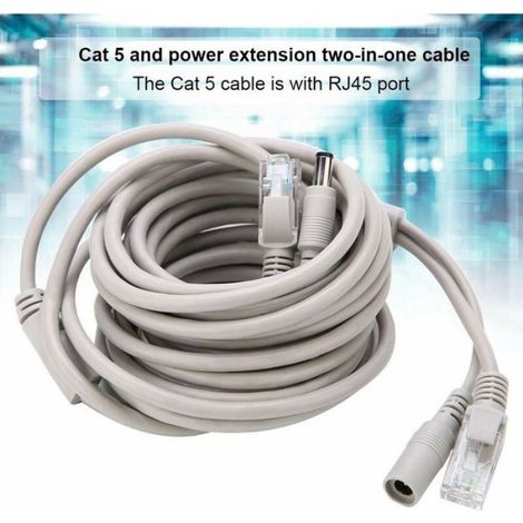Câble Vidéosurveillance AHD 5M, Alimentation Vidéo pour Caméra CCTV, Connecteur CC 2,1mm (1/4)