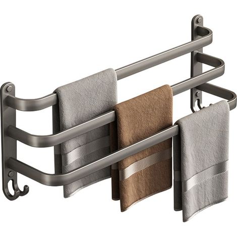 Bathroom and Kitchen Towel Rack Wall Mounted No Drilling 60 cm Grey Facile à utiliser et à installer (1/5)