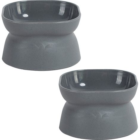 Lot de 2 gamelles pour chat, inclinées, surélevées, anti-vomissement, protection colonne vertébrale, alimentation animale (1/5)