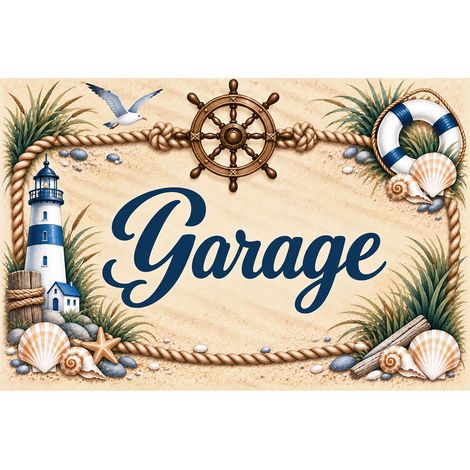 Plaque Garage 20 x 15 cm aluminium décoration marine bord de mer (1/2)