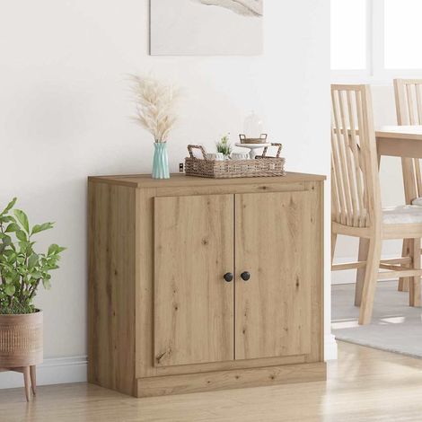 Vidaxl – Buffet chêne artisanal 70 x 35,5 x 67,5 cm – Bois d'ingénierie – 2 portes avec étagères intégrées – Design rustique durable (1/5)