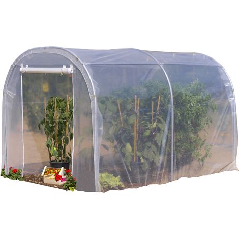 Serre tunnel 2x3m – Armature acier galvanisé – Couverture film polyéthylène 180µ – Porte zippée pour ventilation optimale – Richel (1/7)