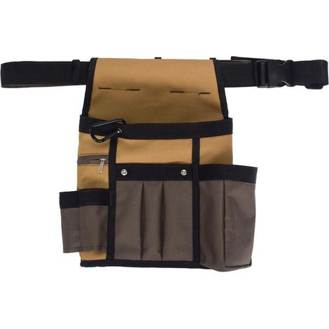 Ceinture porte-outils réglable 26x11x34cm kaki, sac multifonctions avec multiples poches, organisateur d'outils pour électricien, ceinture utilitaire robuste (1/5)