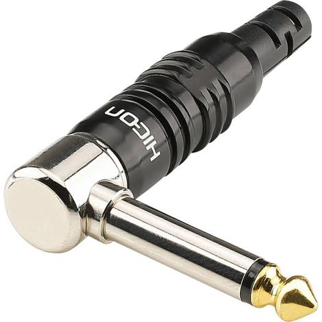 Jack 6.35 mm mâle, coudé Hicon HI-J63MA07 Nombre de pôles: 2 mono noir 1 pc(s) S195511 (1/2)