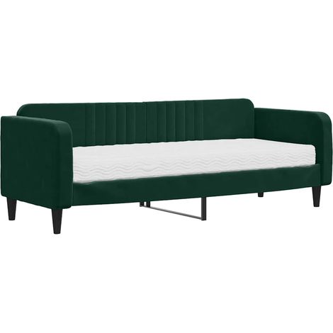 Maison Exclusive - Divano Letto con Materasso Verde Scuro 80x200 cm in Velluto