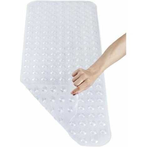 Tapis De Bain - 100 X 40 Cm - En Vinyle - Avec 200 Ventouses - Anti-dérapant - Trous D’évacuation Eau - Lavable En Machine - Transparent