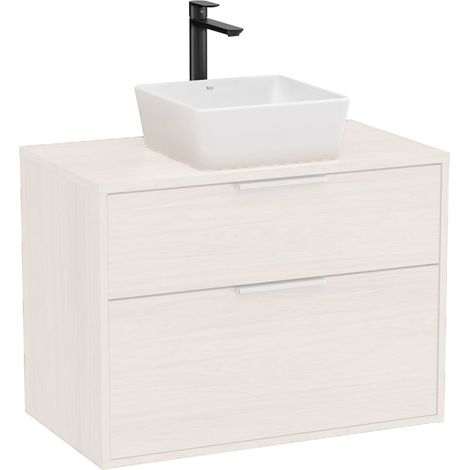 Meuble "OPTICA" 800 - 2 tiroirs pour vasque à poser (non incluse) - Blanc Mat - Roca (1/2)