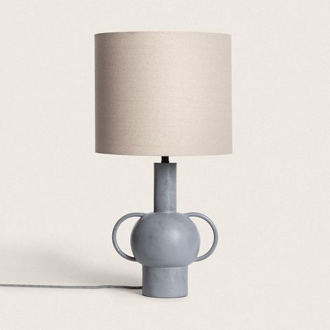 Lámpara de Mesa Resina y Tela Goslar Gris