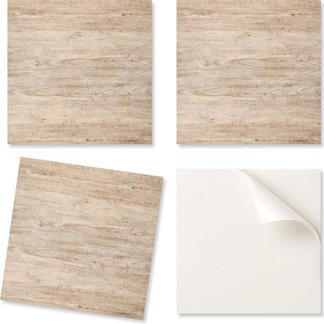 Baldosas autoadhesivas de vinilo estampadas con textura de madera natural, 9x30x30 cm.