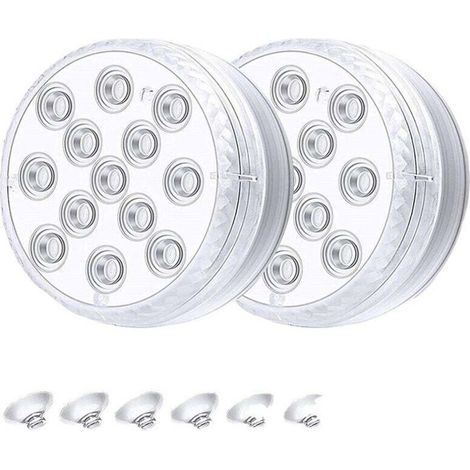 Set of 2 Submersible LED Lights, LED Pool Lights, RGB with Suction Cups and RF Remote Control, IP68 Waterproof Lighting for Aquariums, Pools, Gardens, Vases, Bathtubs, Ponds, 7.3 cm (1/4)