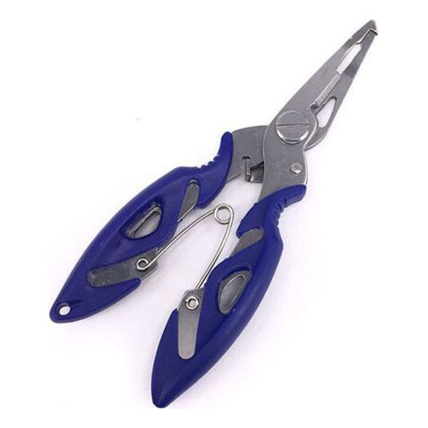 Coupe-ligne de pêche multifonctionnel en acier inoxydable, bleu, avec embout courbé, pince de pêche, coupe-ligne PE et Dyneema, outil de pêche. (1/5)