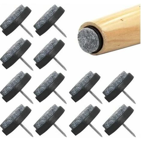 Patins de protection à clouer pour chaises, 20 pièces, embouts ronds de 20 mm pour pieds de chaise (noirs) (1/5)