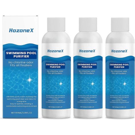 3 pièces1 à 5 unités de 100 ml de purificateur d'eau pour piscine, nettoyant à action rapide pour une eau cristalline et une baignade en toute sécurité, sans odeur (1/5)