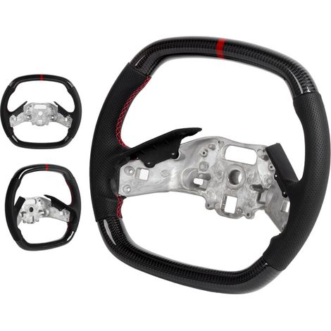Volante personalizado de fibra de carbono y cuero Nappa para los modelos Corvette C8 de 2020 en adelante. (1/3)