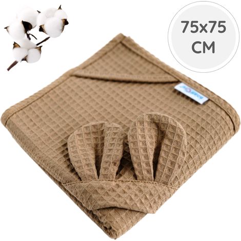 Asciugamano da bagno con cappuccio e orecchie BabyU Senso, in cotone, 75 x 75 cm (1/5)